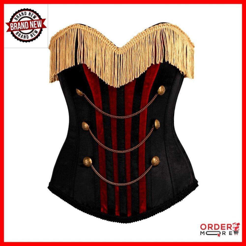 Steel Boned Corset Satin Velvet Burlesque Waist Cinching Lace Up Back